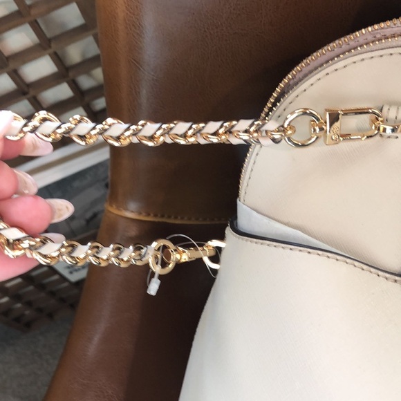 NWT Michael Kors leather satchel sand w lizard accents zip top 13x9x5 - Picture 3 of 8